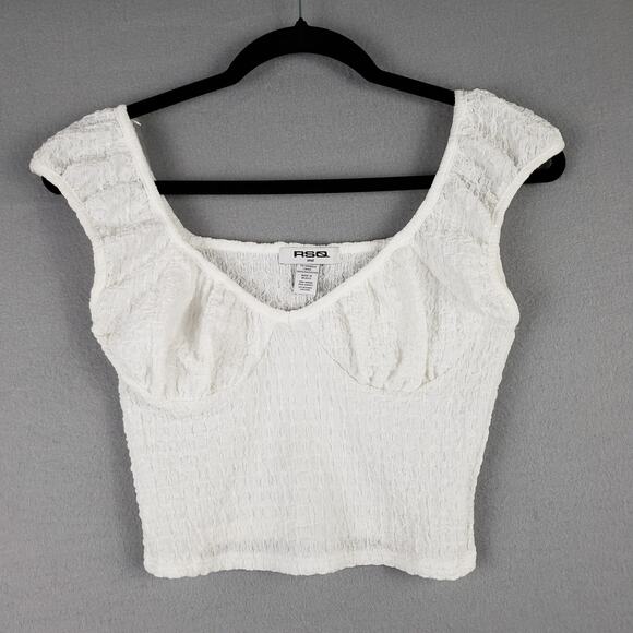 RSQ Tops - RSQ Size S Milkmaid Bustier Crop Top White Smocked Peasant Scandi Cottagecore‎